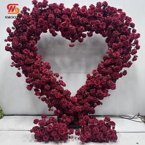 SMOOTH Classic Red Artificial Floral Heart Shape <b>Arch</b> <b>Wedding</b> Decorative Flower <b>Arch</b> With Wheels - Product Image 1