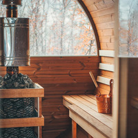 Kit Sauna luar ruangan mewah Sauna barel Kanada Cedar dengan teras depan