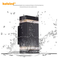 Applique murale extérieure Hofoled à capteur photocellule, éclairage haut et bas, en aluminium étanche, lampes LED d'extérieur