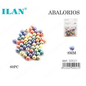 Ilan Abalorios Perline Rotonde Multicolore da 8mm per Creazione di Gioielli, 60 Pezzi - Product Image 1