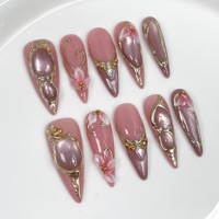 Vente en gros de faux ongles haut de gamme lisses faits à la main, design personnalisé, couverture complète, nail art pour l'automne