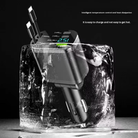 Chargeur de voiture rétractable 5 en 1 PD 65w à charge rapide, adaptateur de chargeur de voiture rétractable USB, chargeur de voiture portable de type C 4 en 1 avec câbles
