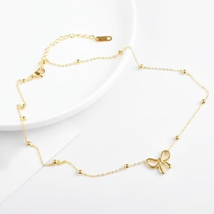 Collier Perles et Breloques Nœud Fin Bijoux de Mode Étanche pour Femme Cadeau Ensemble Bijoux Plaqué Or Nœud Papillon Bracelet Boucles d'Oreilles - Product Image 6