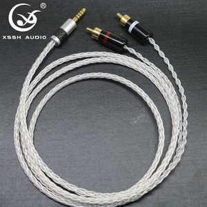 Câble audio auxiliaire 8 cœurs plaqué argent <span class=keywords><strong>HIFI</strong></span>, diamètre 3,8 mm, 4,4 mm vers 2 RCA, extension DIY/OEM personnalisable, câble audio et vidéo - Product Image 1