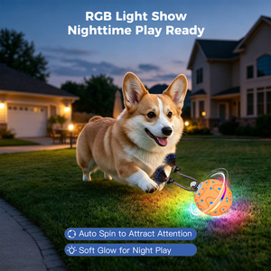 Balle interactive intelligente pour chien, rotation automatique, lumières LED clignotantes, sons d'oiseaux, matériau ETPU, style adorable pour soulager l'ennui - Product Image 4