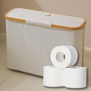 Organizador de Ropa con Logotipo Personalizado, Contenedor, Cesta de Almacenamiento de Papel Higiénico, Cesta de Bambú para Papel Higiénico con Tapa - Product Image 1