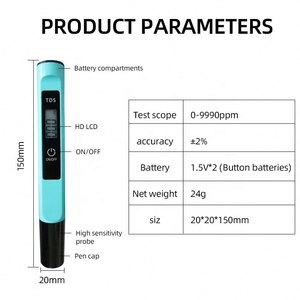 Testeur de TDS numérique pour aquariums, vente flash, 0-9999 ppm, testeur de TDS pour l'eau, pour l'hydroponie, type stylo numérique, prix avantageux - Product Image 3