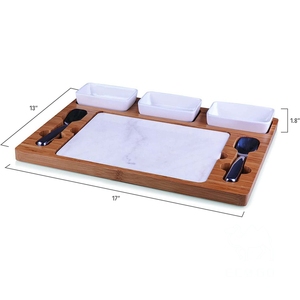 Ice Cream <b>Mixing</b> Serving <b>Set</b> Bamboo Platter with Dipping <b>Bowls</b> Bamboo Snack Serving Platter - Product Image 5