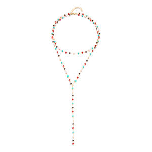 Sıcak satış moda tasarımı çok renkli Rhinestone kalp kolye kadın katına katmanlı uzun zincir kolye popüler takı - Product Image 6