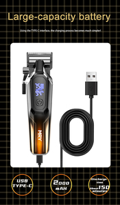Cortadora <span class=keywords><strong>de</strong></span> Cabello Inalámbrica MRY, 8500 RPM, Cuchilla <span class=keywords><strong>de</strong></span> Acero Inoxidable <span class=keywords><strong>de</strong></span> Alta Velocidad, Pantalla LCD, Recargable por USB, Juego <span class=keywords><strong>de</strong></span> Recortadora <span class=keywords><strong>para</strong></span> Uso Doméstico y en Salones - Product Image 6
