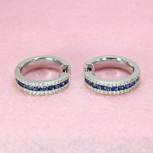 Orecchini a Cerchio Stile Pietra Blu per Donne, Eleganti Gioielli per Orecchie alla Moda - Product Image 3