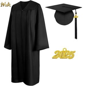 Venta caliente de fábrica Conjunto de vestido de graduación negro mate Vestidos de graduación y gorras Vestido de Graduación - Product Image 1