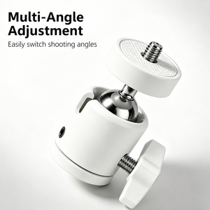Mini <span class=keywords><strong>rotule</strong></span> en métal blanc avec vis 1/4 pouce, adaptateur de fixation pour trépied de caméra, <span class=keywords><strong>rotule</strong></span> pivotante pour éclairage vidéo LED et diffusion en direct - Product Image 4