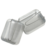 Ensemble de 2 boîtes à repas en aluminium, boîte à lunch rectangulaire pour le camping avec poignée pliable