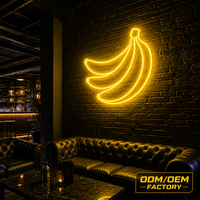 Enseigne néon LED personnalisée en forme de banane pelée, jaune et blanc, néon flexible pour décoration murale, idéale pour café, bar à jus, usage publicitaire, avec télécommande
