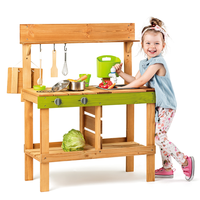 ANNA & BECK Grande Cuisine de Jeu en Bois de Pin, Station de Jeu Extérieure Durable avec Évier et Cuisinière, Jouet de Simulation de Cuisine pour Jardin et Cour Arrière 3+