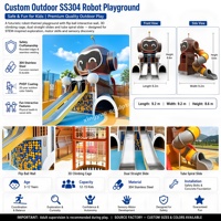 Custom Stainless Steel Robot Playground Outdoor Futuristic Kids Climbing Net Slide Interactive Wall Equipment Park Mall School