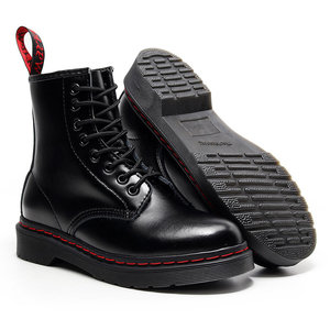 <span class=keywords><strong>Stivaletti</strong></span> Unisex Stile Britannico con Linea Rossa per Martin Boots in Vera <span class=keywords><strong>Pelle</strong></span> a Metà Polpaccio alla Moda Traspiranti Invernali con Lacci - Product Image 2