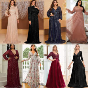 Robe de soirée élégante à prix bas, style européen et américain, nouvelle robe de soirée à sequins, col unique, fendue - Product Image 2