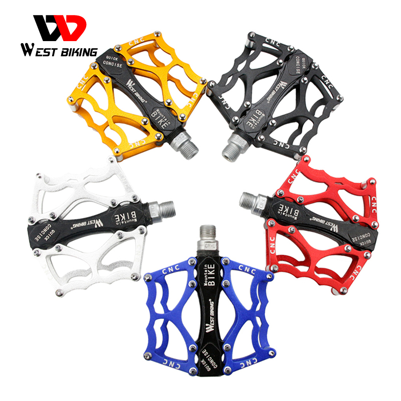 Велосипедные педали WEST BIKING, педали из нержавеющей стали для горных велосипедов, с металлическим ремешком, разноцветные