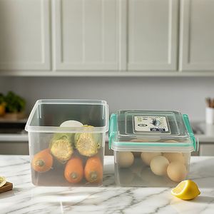 Modern Eco-Friendly Kitchen Preservation <b>Box</b>-Vacuum-Sealed Transparent Drain Crisper Large Capacity Freezer Safe <b>Storage</b> Healthy - Product Image 3