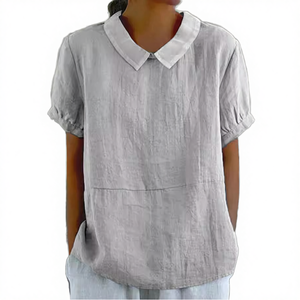 Nouvelle collection : Short décontracté d'été pour femme en fibre de bambou tissée, écologique, à revers ample et couleur unie - Product Image 2