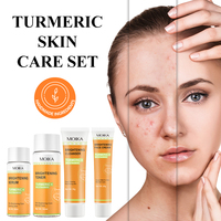En stock – Kit de soins visage hydratant au curcuma et niacinamide (4 pièces) : Nettoyant, Tonique, Sérum, Crème – Prêt à expédier – Vente en gros