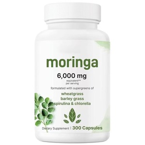 Capsules de complément alimentaire à base d'extrait de poudre d'huile de feuilles de Moringa, riches en antioxydants, 300 capsules pour adultes contenant des algues super vertes - Product Image 1