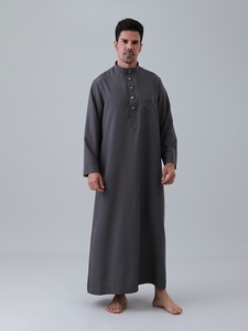 AL HARAMAIN <b>Men's</b> Arabic <b>Thobe</b> - Soft Long Sleeve Prayer Robe with Stand Collar, Loose Fit & Machine Washable - Product Image 6