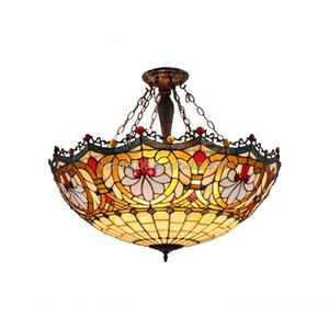 Lustre en verre Tiffany de style rétro, ovale, fait main, de 32 pouces, pour hôtel, villa, salle à manger - Product Image 2