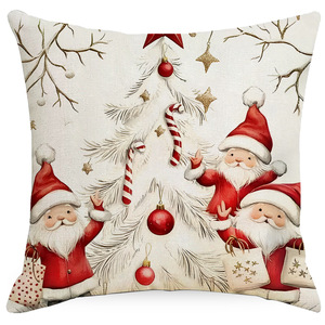 Luxury Linen Santa Snowman Christmas Pillowcase New Festival Decoration for Hotel Use Cartoon <strong>Pattern</strong> <strong>Cushion</strong> Cover Wholesale - Product Image 4