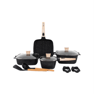 MGC Professional Design Clássico Atacado Amarelo Granito Pedra Cozinhar Panelas com Punho De Plástico Panelas Set Metal Material - Product Image 3