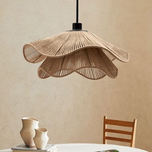 Lampe suspendue en corde tissée de chanvre naturel de Style rustique fait à la main écologique fabriqué à la main en rotin en osier pour Restaurant - Product Image 2