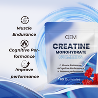 Gummies de créatine monohydrate à formule personnalisée, 60 unités, pour le soutien quotidien de l'endurance musculaire, complément alimentaire OEM ODM