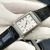 Montre-bracelet mécanique carrée rétro pour homme avec verre saphir, cadran guilloché gravé, aiguille des secondes indépendante et bracelet en cuir noir grain crocodile