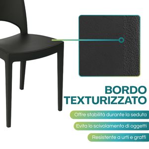 Grandsoleil Sedie da Giardino in Polipropilene Antracite 47x51x80 Cm Impilabili per Esterni - Product Image 3