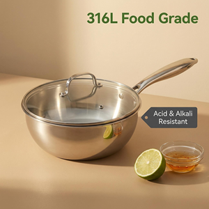Padella e Wok in Acciaio Inossidabile 316L a Tre Strati, Ecologici e Rinforzati, per Cucina Domestica con Padella per Saltareli - Product Image 2