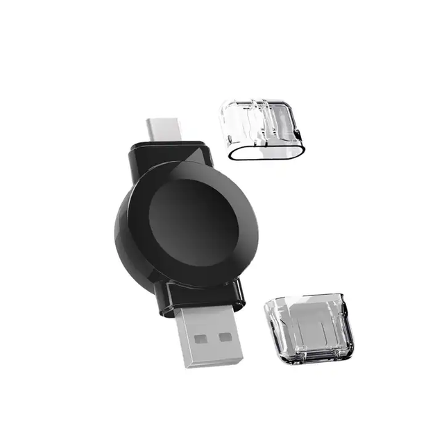 Cordless Magnetic Portable Wireless Charger Mini Quick Charge Smart Watch Charger with Type-C + USB Ports