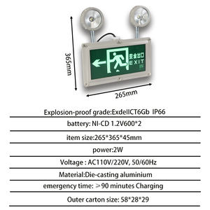 Lampe de secours LED antidéflagrante ExdIIBT6Gb Running Man Green à deux têtes réglables pour signalisation de sortie en cas d'incendie - Product Image 2