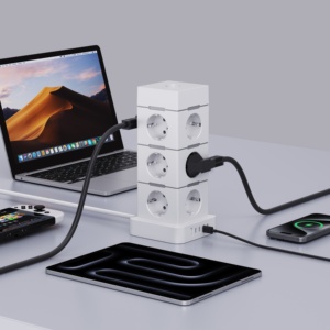 NOUVEAU Multiprise tour <span class=keywords><strong>Suoma</strong></span> Corée/Allemagne CE KC à 12 prises avec câble d'alimentation multiple et ports USB-A 1USB-C PD25W - Product Image 1