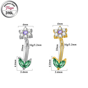 Joyería para Piercing de Ceja Freya 16G, Pendientes de Flor de Acero Inoxidable para Tragus y Rook para Mujer, Joyería para Piercing de Barra y Hélice, Anillos para Labios - Product Image 6