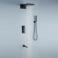 Ensemble de douche cascade de luxe 59-1 en laiton noir, pour villa et hôtel, avec mitigeur de douche encastré