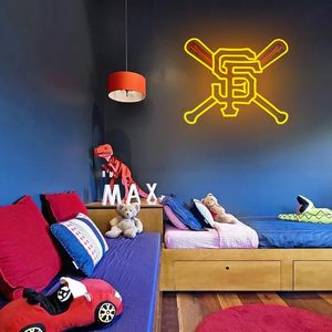 ป้ายไฟนีออนรูปทีมเบสบอล ไฟ LED นีออนสำหรับตกแต่งผนัง ป้ายไฟ LED รูปทีม Giants สำหรับห้องแมนเคฟ โรงรถ ผับ ห้องนอน - Product Image 4