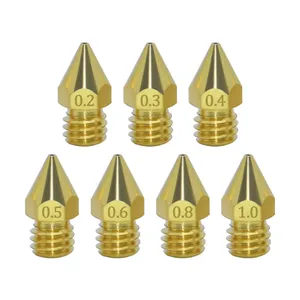 Buse <span class=keywords><strong>MK8</strong></span> en laiton 0.2MM 0.3MM 0.4MM 0.5MM Buse de tête d'impression d'extrudeuse pour accessoires d'imprimante 3D Ender-3 CR10 CR10S 1.75MM - Product Image 1