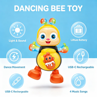 Jouet robot abeille musical dansant en plastique écologique en gros avec lumière clignotante et son pour enfants de 2 à 4 ans, cadeau de jeu