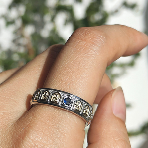 Anillo de Plata 925 con Circonio Azul Estilo Budista Chino, Anillos de Moda para Mujer, Dijes para Hacer Joyas, Otras Joyas de <span class=keywords><strong>Cristal</strong></span> - Product Image 1