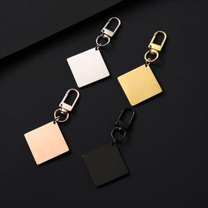 Customizable Stainless Steel <b>square</b> Laser Engraved logo Color Printing Blank Material Holiday Gift Keychain Pendant with Tag - Product Image 1