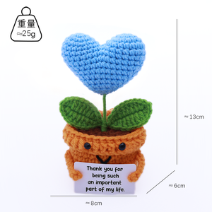 Regalos de Amor en Varios Estilos, Corazón Rojo de Peluche Tejido, Flor de Ganchillo Hecha a Mano con Tarjeta de Afirmaciones Positivas - Product Image 6