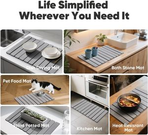 Alfombrilla de Baño de Tierra de Diatomeas Ecológica, Súper Absorbente y Antideslizante, Alfombrilla de Diatomita Tallada para Cocina - Product Image 6