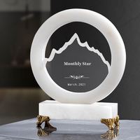 New Marble Creative Company Réunion annuelle Souvenir Médaille en bois massif Prix Trophée en cristal imprimé couleur